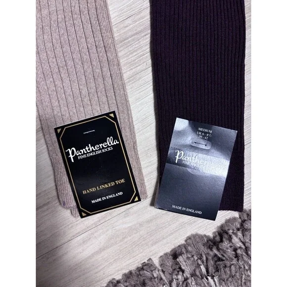 Pantherella Packington 5x1 Merino Wool KnitSocks - Maroon / Neutral 11.5 2 Lot